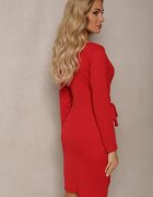 new collection Rochie roșie petrecută mini cu centură în talie Holoch