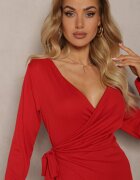 new collection Rochie roșie petrecută mini cu centură în talie Holoch