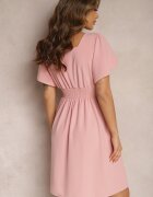 new collection Rochie Roz cu fusta evazată și cusături decorative Celarsa