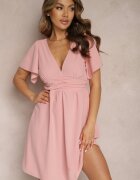 new collection Rochie Roz cu fusta evazată și cusături decorative Celarsa