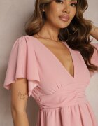 new collection Rochie Roz cu fusta evazată și cusături decorative Celarsa
