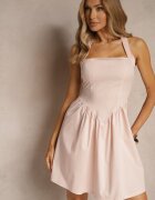 new collection Rochie Roz Evazată din Bumbac cu Baretă în Jurul Gâtului Kolanora