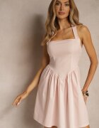 new collection Rochie Roz Evazată din Bumbac cu Baretă în Jurul Gâtului Kolanora
