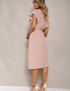 new collection Rochie Roz închis Cloche cu Pliuri și Decolteu în V Rissari