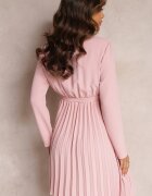 new collection Rochie Roz închis Plisată cu Curea din Material Jaresa