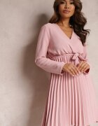 new collection Rochie Roz închis Plisată cu Curea din Material Jaresa