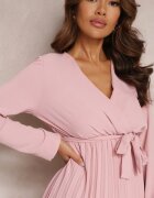 new collection Rochie Roz închis Plisată cu Curea din Material Jaresa