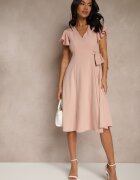 new collection Rochie Roz Tip Plic cu bază evazată și legătură decorativă Dannola