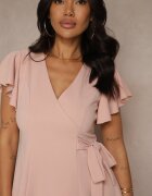 new collection Rochie Roz Tip Plic cu bază evazată și legătură decorativă Dannola