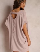 new collection Rochie Roză Mini cu croială tip liliac cu decolteu rotund Maglia