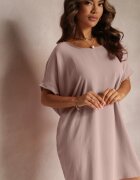 new collection Rochie Roză Mini cu croială tip liliac cu decolteu rotund Maglia