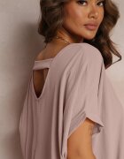 new collection Rochie Roză Mini cu croială tip liliac cu decolteu rotund Maglia