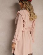 new collection Rochie Roză Petrecută cu Jabou Decorată cu Volănașe Melosia