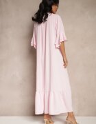 new collection Rochie tip cămașă Roză Decorată cu volan Ransara