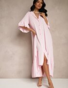 new collection Rochie tip cămașă Roză Decorată cu volan Ransara