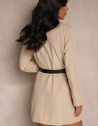 new collection Rochie tip sacou bej cu viscoză și umeri întăriți cu dungi Nevarae
