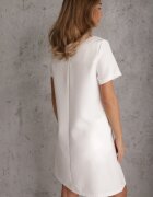 new collection Rochie Trapez Mini Albă cu Mânecă scurtă și Buzunare Vrea
