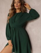 new collection Rochie Verde închis Cloș cu Elastic în Talie Thelo