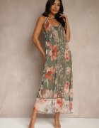new collection Rochie Verde închis Florală Din plasă cu Viscoză Izurelia