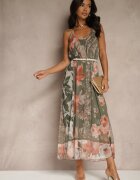 new collection Rochie Verde închis Florală Din plasă cu Viscoză Izurelia