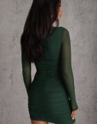 new collection Rochie verde închis tip corset mulată cu drapaj Werini
