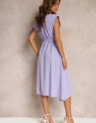 new collection Rochie violetă Midi cu nasturi și curea din material Nylalik