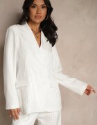 new collection Sacou Alb Dublu rând din viscoză și cu umerii rigidi Ellirisa