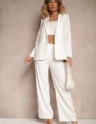 new collection Sacou Albă cu Imitație de Buzunare și Linie de Umeri Rigidizată Vivissea