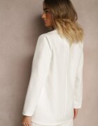 new collection Sacou Albă cu Imitație de Buzunare și Linie de Umeri Rigidizată Vivissea