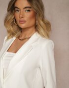 new collection Sacou Albă cu Imitație de Buzunare și Linie de Umeri Rigidizată Vivissea