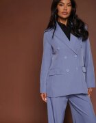 new collection Sacou Albastră cu două rânduri de nasturi cu Viscoză și Linie de Umeri Întărită Ellirisa