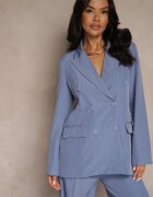 new collection Sacou Albastră cu două rânduri de nasturi cu Viscoză și Linie de Umeri Întărită Ellirisa