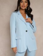 new collection Sacou albastru la un rând de nasturi croială clasică decorat cu imitație de buzunare Zenzeri