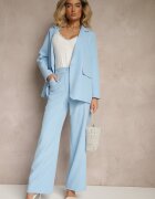 new collection Sacou Albastru tip cutie cu imitație de buzunare Vivisae