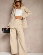 new collection Sacou bej cu imitație de buzunare și linia umerilor întărită Vivissea