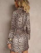 new collection Sacou bej cu imprimeu leopard fără închidere cu cordon și cu umeri structurați Etanwen