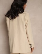 new collection Sacou bej la un rând cu croială clasică decorat cu imitație de buzunare Zenzeri
