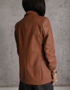new collection Sacou Brun din Imitație de Piele Deschis cu Mânecă Înrcrețită Libe