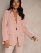 new collection Sacou la un rând roz cu o croială clasică decorat cu imitație de buzunare Zenzeri
