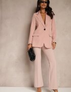 new collection Sacou la un rând roz cu o croială clasică decorat cu imitație de buzunare Zenzeri