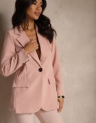 new collection Sacou la un rând roz cu o croială clasică decorat cu imitație de buzunare Zenzeri