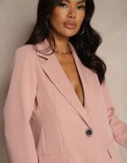new collection Sacou la un rând roz cu o croială clasică decorat cu imitație de buzunare Zenzeri