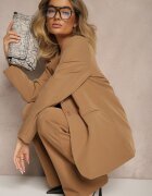 new collection Sacou Maro cu Imitație de Buzunare și Linie a Umerilor Întărită Vivissea