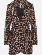 new collection Sacou Maro cu imprimeu leopard fără închidere cu curea și umeri structurați Etanwen