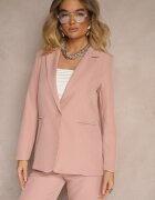 new collection Sacou Roz cu Imitație de Buzunare și Linie de Umăr Întărită Vivissea