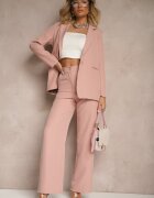 new collection Sacou Roz cu Imitație de Buzunare și Linie de Umăr Întărită Vivissea