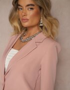 new collection Sacou Roz cu Imitație de Buzunare și Linie de Umăr Întărită Vivissea