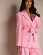new collection Sacou Roz Oversize cu umeri întăriți și cordon Diolisa