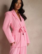new collection Sacou Roz Oversize cu umeri întăriți și cordon Diolisa