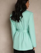 new collection Sacou Verde deschis Oversize cu umeri întăriți și Curea Diolisa